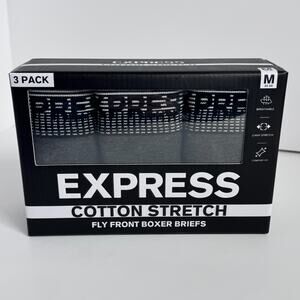 Express Men's Cotton Stretch Fly Front Boxer Briefs Medium (32-34) - 3 pack